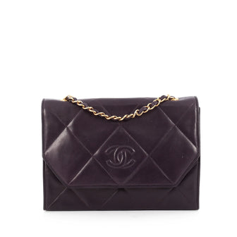 Chanel Vintage Diamond CC Flap Bag Quilted Lambskin Small Purple
