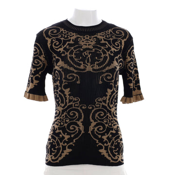 Fendi Women's Baroque Short Sleeve Crewneck Sweater Viscose Blend