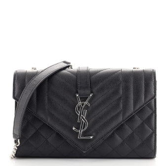 Saint Laurent Classic Monogram Envelope Satchel Mixed Matelasse Leather Small