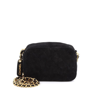 Chanel Vintage Camera Bag Quilted Suede Small Black 1844501