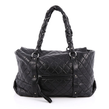 Chanel Ligne Lady Braid Tote Quilted Leather XL Black 1844512