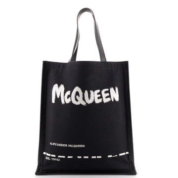 Alexander McQueen Graffiti Logo Tote Printed Canvas