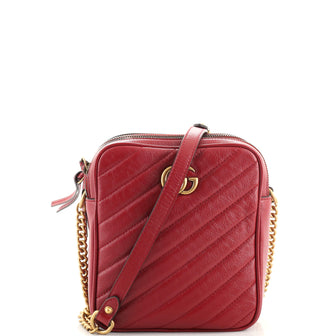 Gucci GG Marmont Double Zip Camera Bag Diagonal Quilted Leather Mini