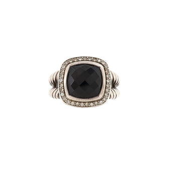 David Yurman Albion Ring Sterling Silver with Onyx and Diamonds 11mm