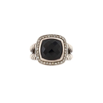 David Yurman Albion Ring Sterling Silver with Onyx and Diamonds 11mm