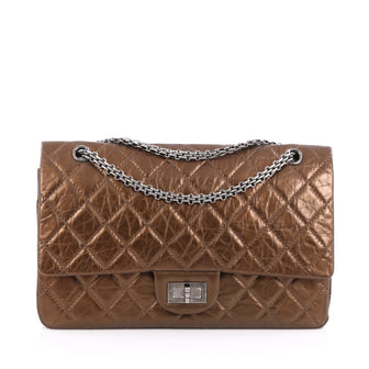 Chanel Reissue 2.55 Handbag Metallic Quilted Aged Calfskin 227 Brown 1845701