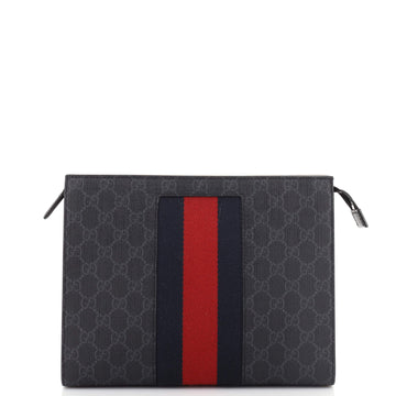 Gucci Web Zip Pouch GG Coated Canvas