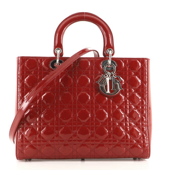 Christian Dior Lady Dior Bag Cannage Quilt Patent Large