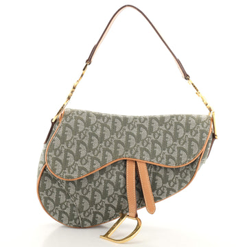 Christian Dior Vintage Saddle Bag Diorissimo Canvas Medium