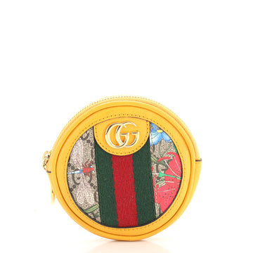 Gucci Ophidia Round Coin Purse Flora GG Coated Canvas