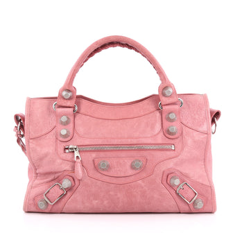 Balenciaga City Giant Studs Handbag Leather Medium Pink 1846401