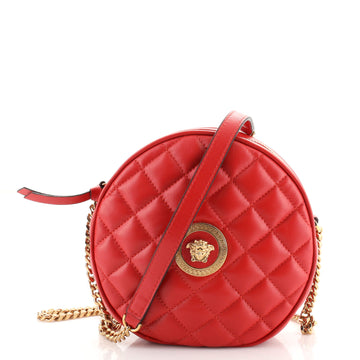 Versace La Medusa Round Camera Bag Quilted Leather Small