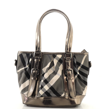 Burberry Lowry Convertible Tote Beat Check Nylon Medium