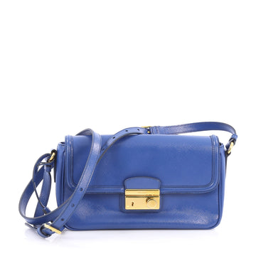 Prada Sound Shoulder Bag Vernice Saffiano Leather Small Blue 1846601