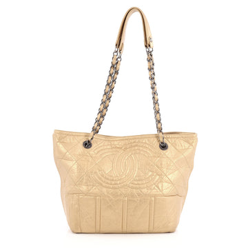 Chanel Shopping In Moscow Tote Quilted Distressed Lambskin Small Gold 1846701