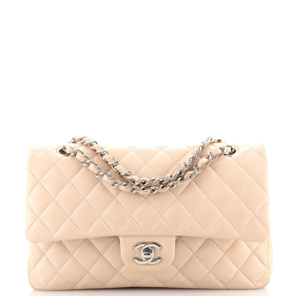 Chanel Classic Double Flap Bag Quilted Caviar Medium Neutral 18469825