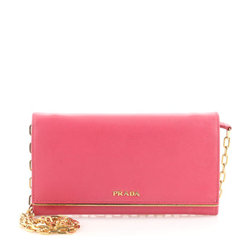 Prada Wallet on Chain Saffiano Leather with Metal Detail