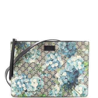 Gucci Zip Messenger Bag Blooms Print GG Coated Canvas Large