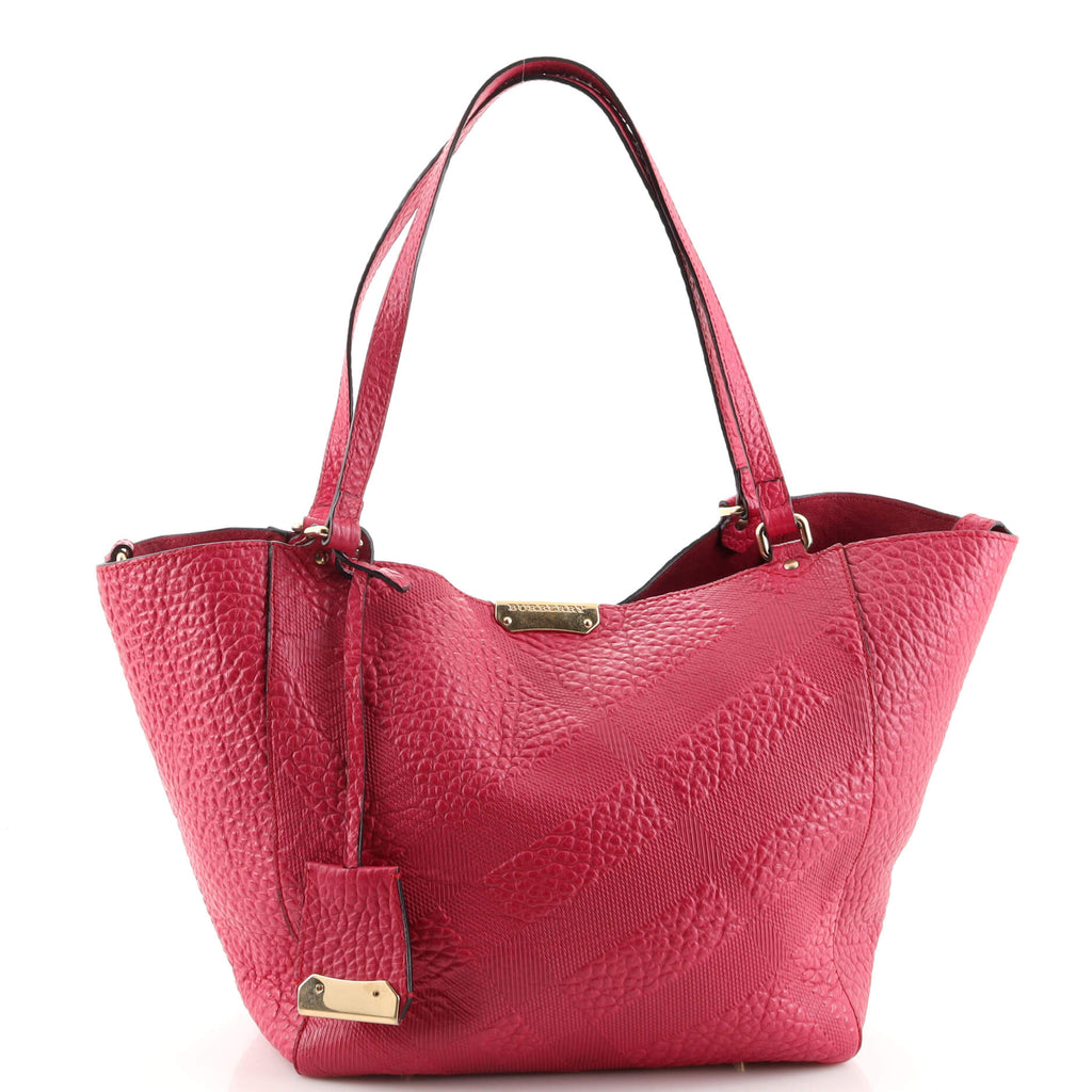 Burberry Pink Embossed Check Leather Small Canterbury Tote Bag - Yoogi's  Closet
