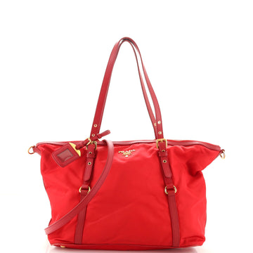 Prada Convertible Logo Tote Tessuto and Leather Large