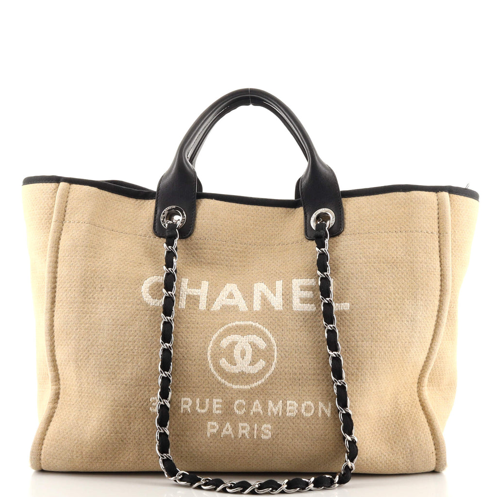Chanel Deauville Tote Canvas Large Neutral 1847371