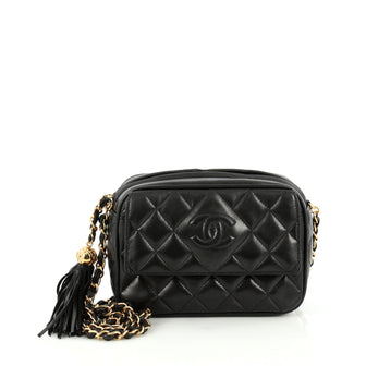 Chanel Vintage Diamond CC Flap Pocket Camera Bag Quilted Lambskin Small Black