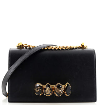 Alexander McQueen Jewelled Flap Satchel Leather Medium