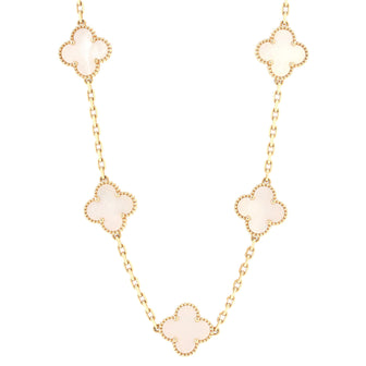 Van Cleef & Arpels Vintage Alhambra 10 Motifs Necklace 18K Yellow Gold and Mother of Pearl