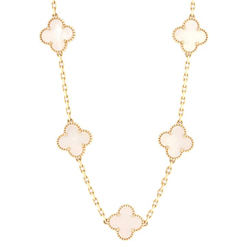 Van Cleef & Arpels Vintage Alhambra 10 Motifs Necklace 18K Yellow Gold and Mother of Pearl