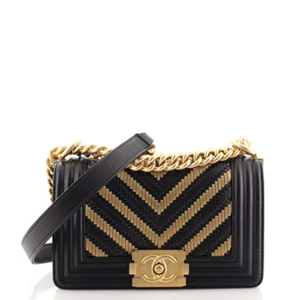Chanel Boy Flap Bag Braided Chevron Calfskin and Lambskin Small