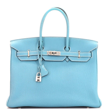 Hermes Birkin Handbag Blue Togo with Palladium Hardware 35