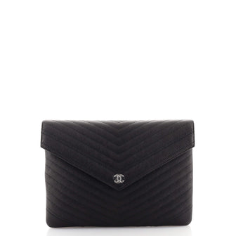 Chanel Statement Pouch Chevron Caviar Small