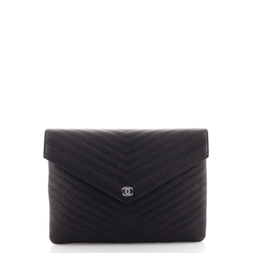 Chanel Statement Pouch Chevron Caviar Small