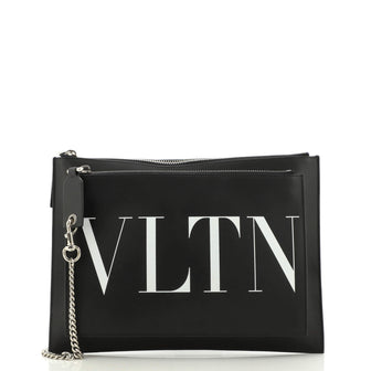 Valentino Garavani VLTN Double Zip Clutch Printed Leather Medium