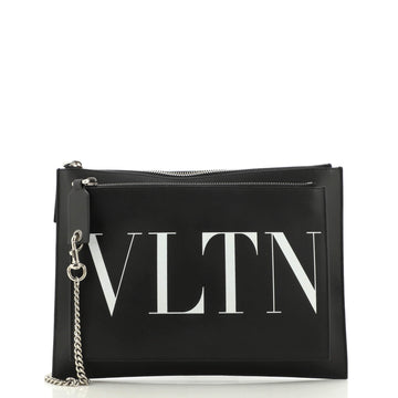 Valentino Garavani VLTN Double Zip Clutch Printed Leather Medium