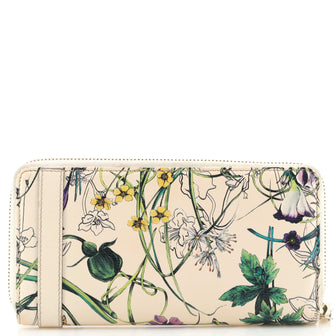 Gucci Nice Zip Around Wallet Floral Printed Leather