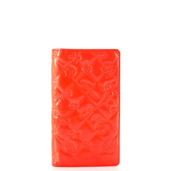 Chanel Lucky Symbols Yen Wallet Embossed Quilted Patent Long