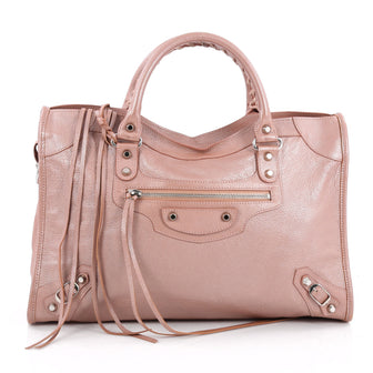Balenciaga City Classic Studs Handbag Leather Medium Pink 1848301