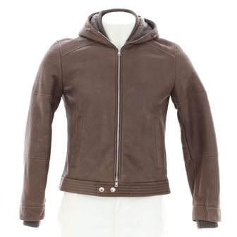 Brunello Cucinelli Men's Hooded Jacket Leather with Shearling