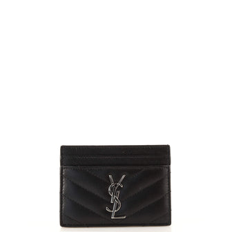 Saint Laurent Classic Monogram Card Holder Matelasse Chevron Leather