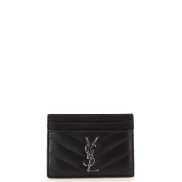 Saint Laurent Classic Monogram Card Holder Matelasse Chevron Leather