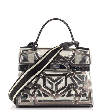 Delvaux Gladiator Tempete Top Handle Bag Metal Embellished Vinyl GM