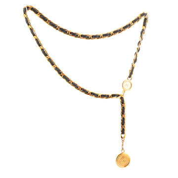 Chanel Vintage Medallion Chain Belt Metal and Leather