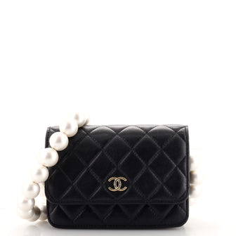 Chanel Pearl Strap CC Wallet on Chain Quilted Calfskin Mini