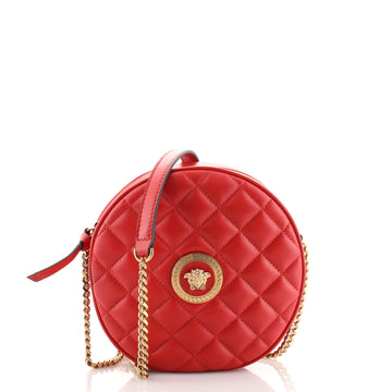 Versace La Medusa Round Camera Bag Quilted Leather Small