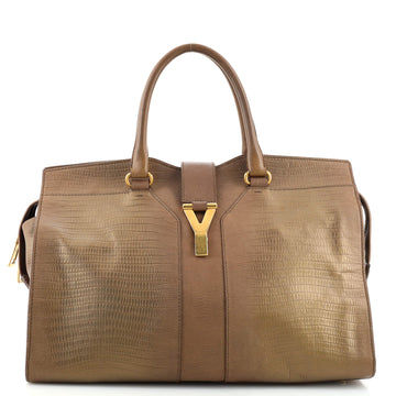 Saint Laurent Chyc Cabas Tote Lizard Embossed Leather Medium