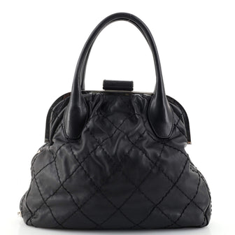Chanel Expandable Zip Around Frame Bag Quilted Leather Large