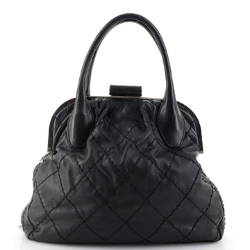 Chanel Expandable Zip Around Frame Bag Quilted Leather Large