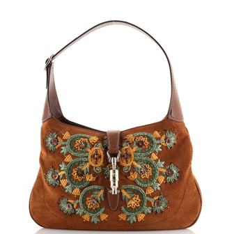 Gucci Jackie Hobo Embroidered Suede Small