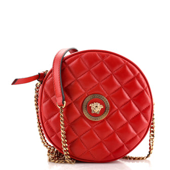 Versace La Medusa Round Camera Bag Quilted Leather Small